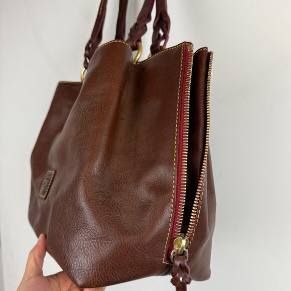 Dooney & Bourke Florentine Large Zip Tote Bag Brown Leather $588 - Picture 3 of 13